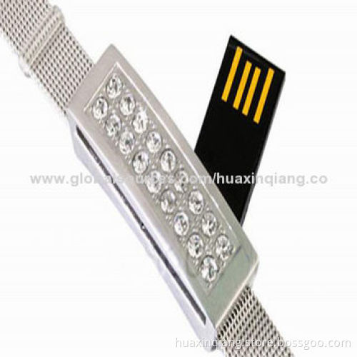 USB Flash Drive, Diamond Bracelet Style, USB2.0, 5-year Warranty